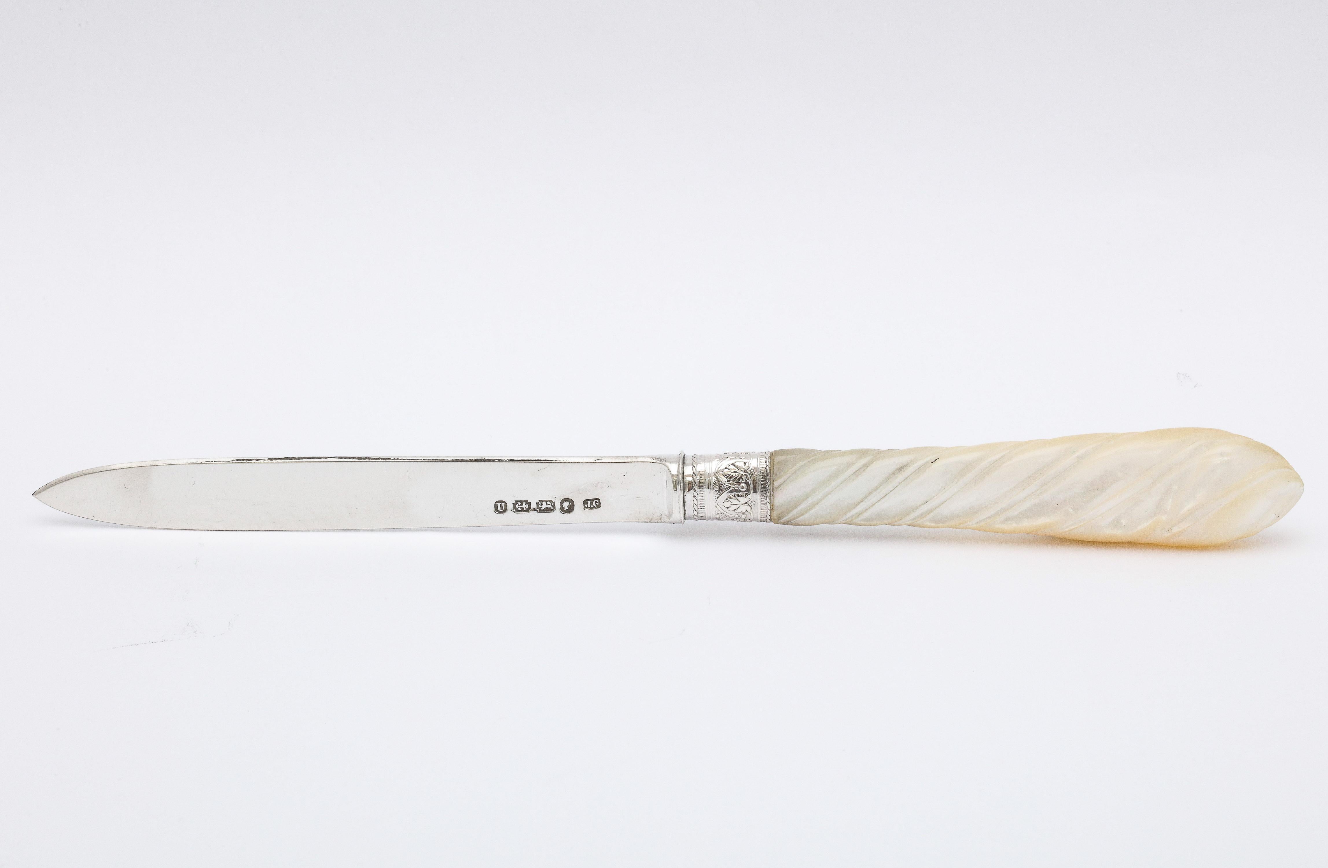 Mid-19th Century Victorian Sterling Silver and Mother-of-Pearl Letter Opener