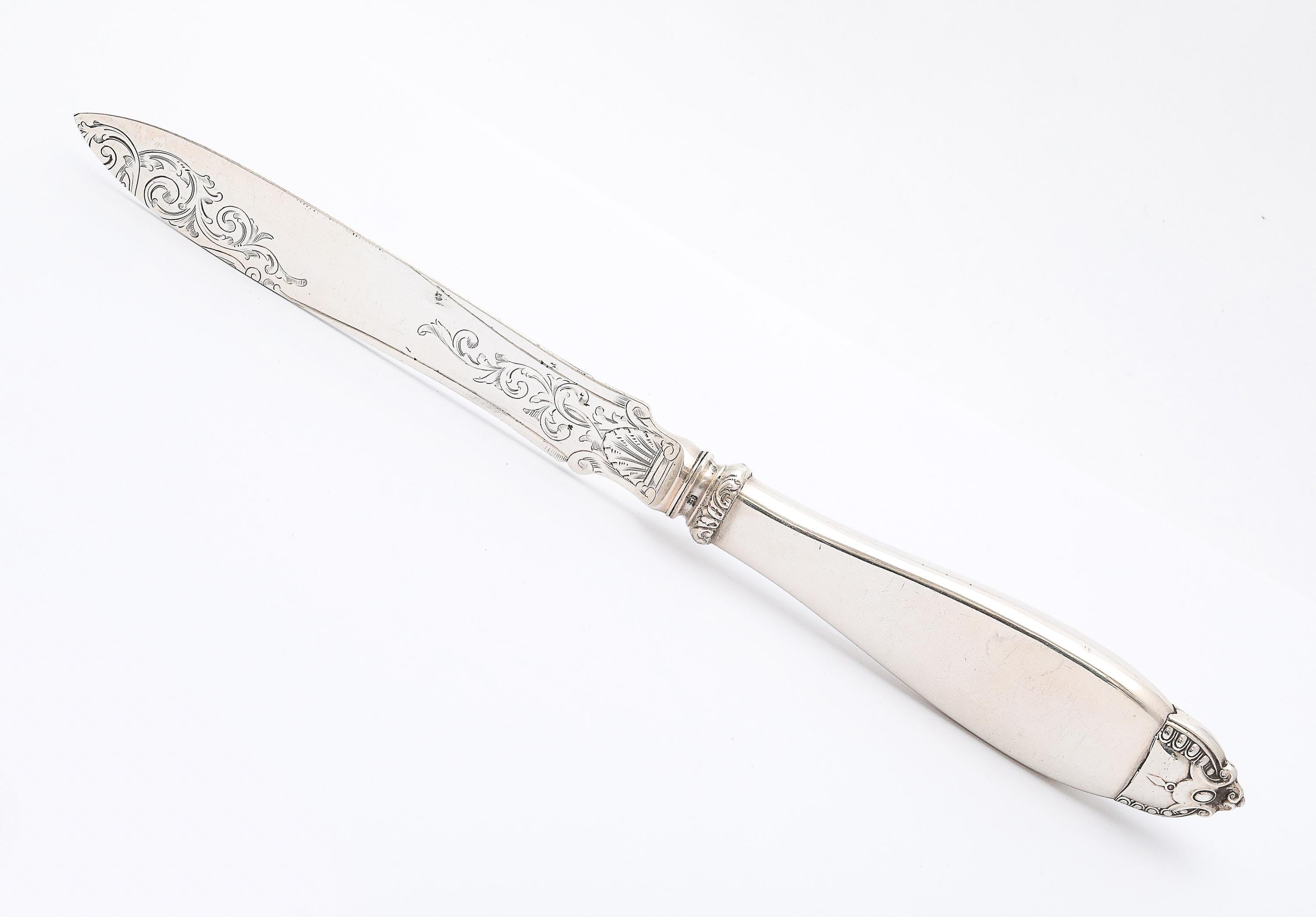 Viktorianischer Brieföffner aus Sterling Silber und türkisblauer Guilloche-Emaille im Angebot 5