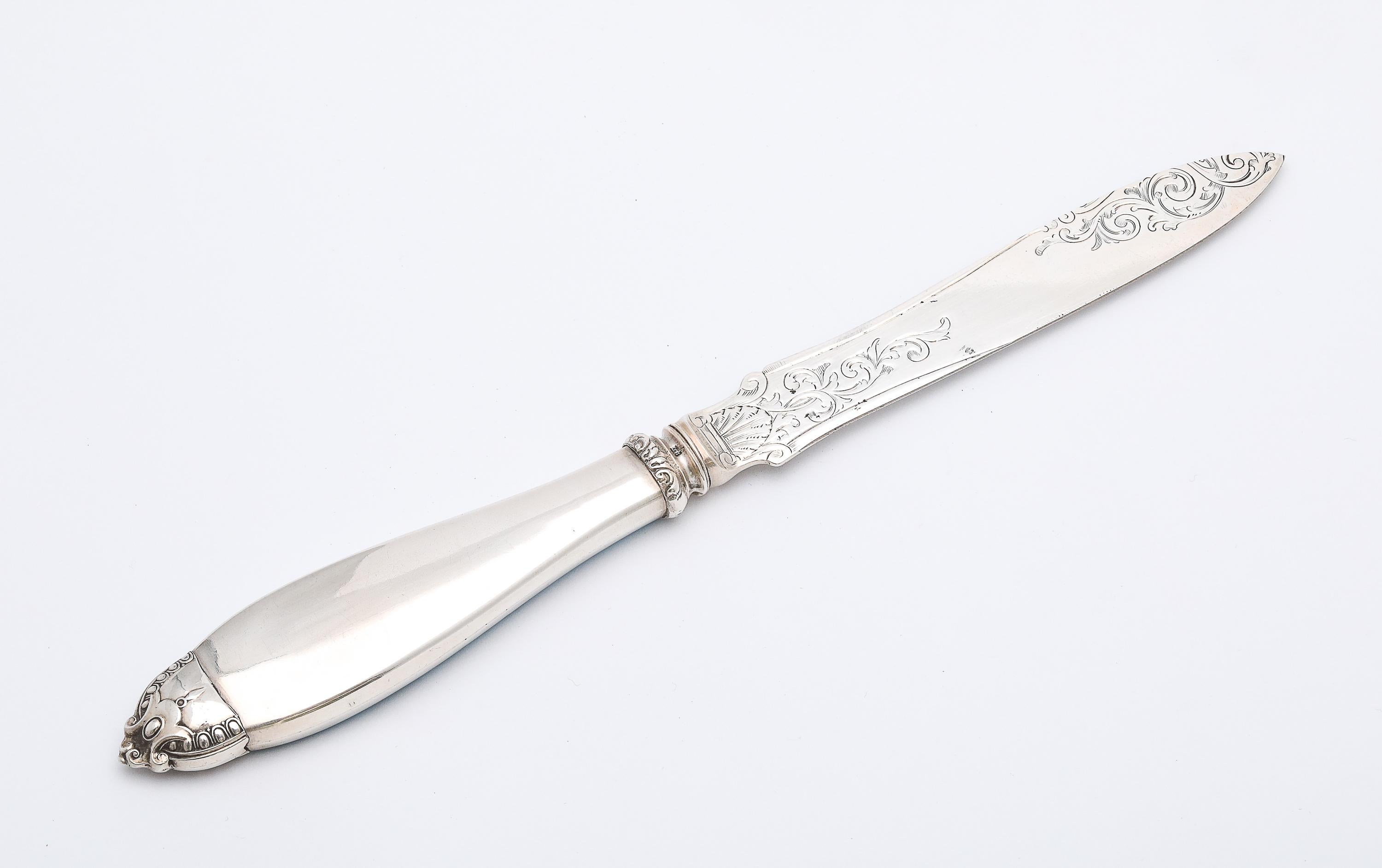 Viktorianischer Brieföffner aus Sterling Silber und türkisblauer Guilloche-Emaille im Angebot 1