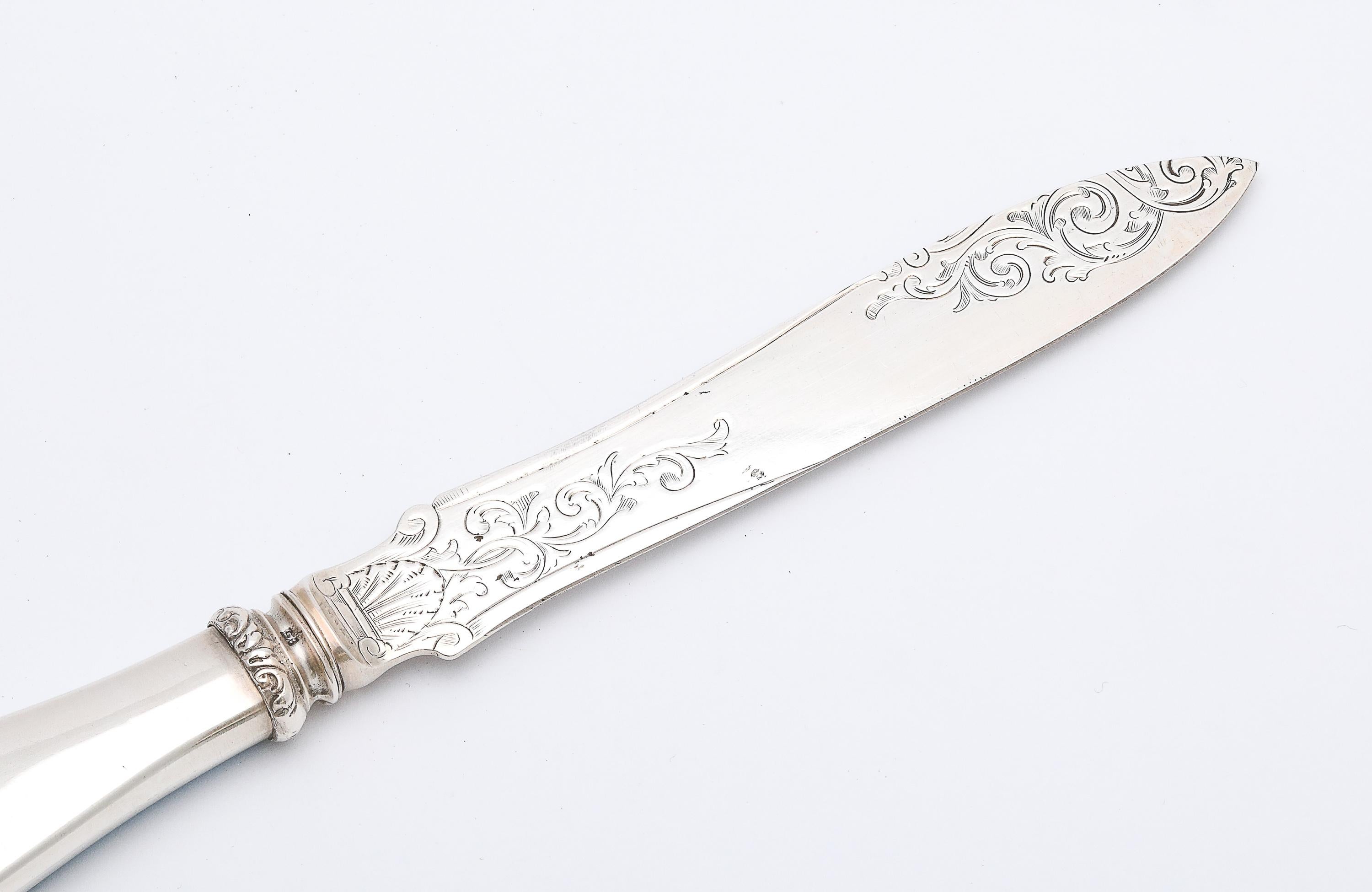 Viktorianischer Brieföffner aus Sterling Silber und türkisblauer Guilloche-Emaille im Angebot 2
