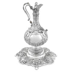 Victorian Sterling Silver Armada Jug and Stand