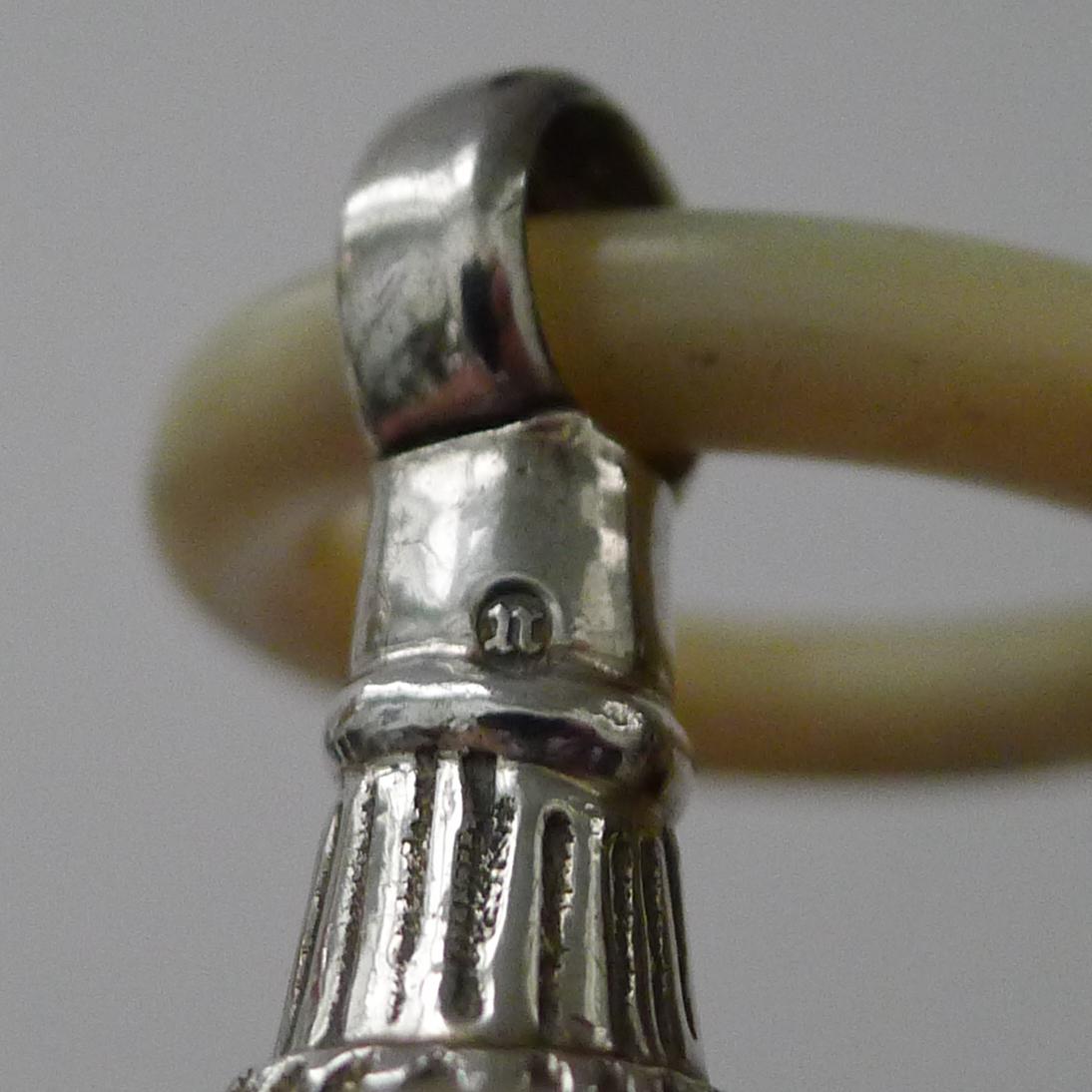 Late Victorian Victorian Sterling Silver Baby Rattle / Whistle - George Unite For Sale
