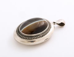 Victorian Scottish Sterling Silver Banded Agate Locket