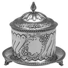 Victorian Sterling Silver Biscuit Box by William Hutton, London 1899