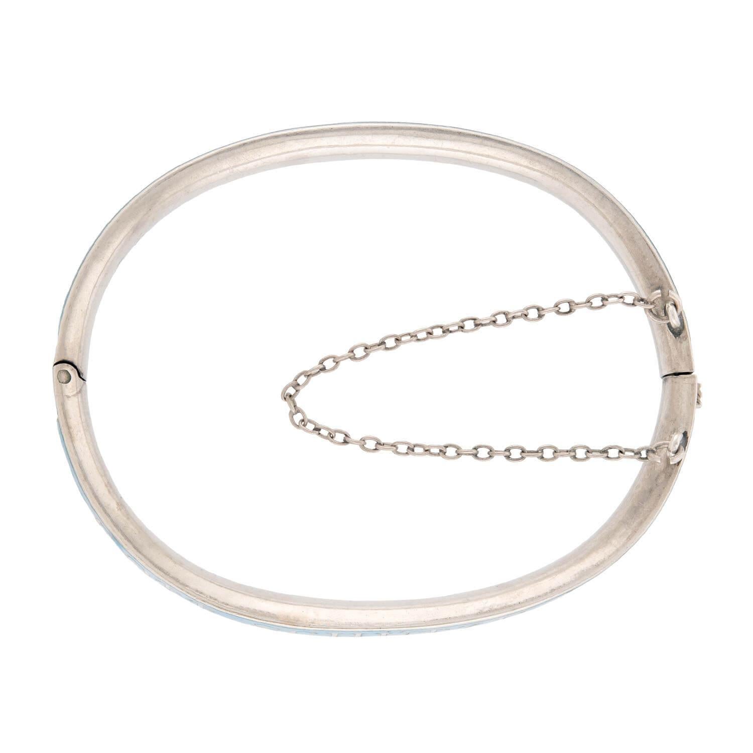 Vittoriano Bracciale a cerniera vittoriano in argento sterling e smalto blu in vendita