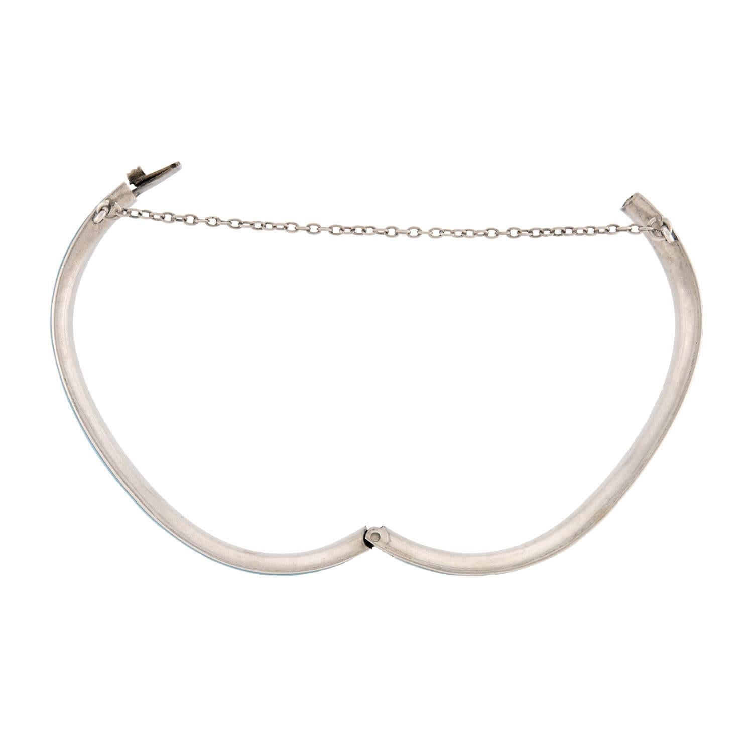 Bracciale a cerniera vittoriano in argento sterling e smalto blu In condizioni buone in vendita a Narberth, PA