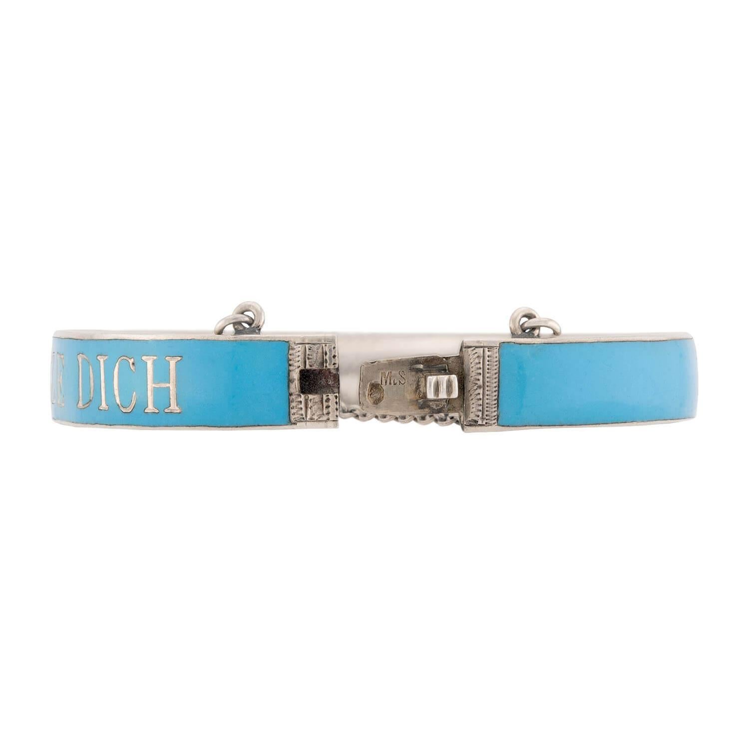 Bracciale a cerniera vittoriano in argento sterling e smalto blu in vendita 1
