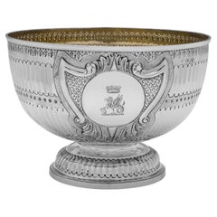 Victorian sterling silver bowl made in London in 1888 by Charles Stuart Harris
