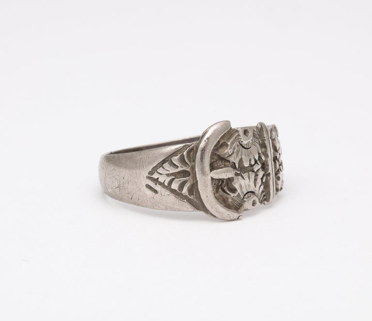 Victorian Sterling Silver Buckle Ring In Excellent Condition For Sale In Stamford, CT