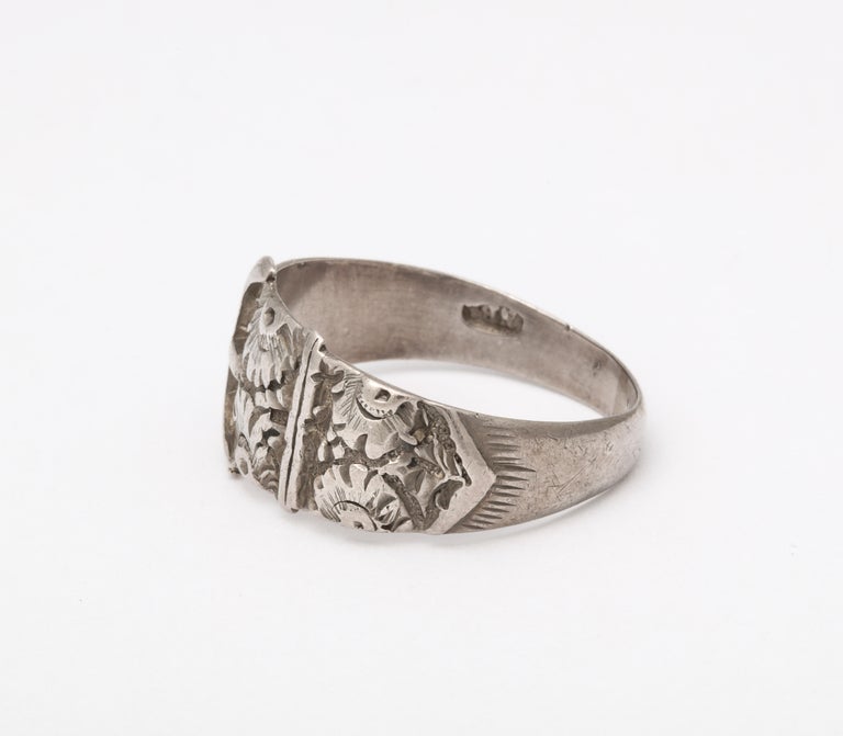 Women's or Men's Victorian Sterling Silver Buckle Ring For Sale