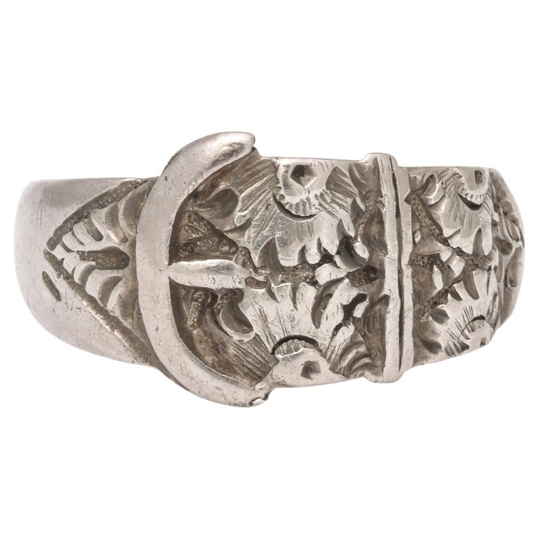 Victorian Sterling Silver Buckle Ring For Sale