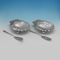 Victorian Sterling Silver Butter Dishes & Knives by Finley & Taylor, 1891