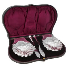 Victorian Sterling Silver Butter Dishes & Knives by Finley & Taylor, 1891