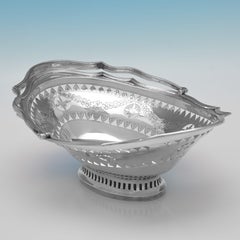 Victorian sterling silver cake basket made in London in 1900 by C. S. Harris