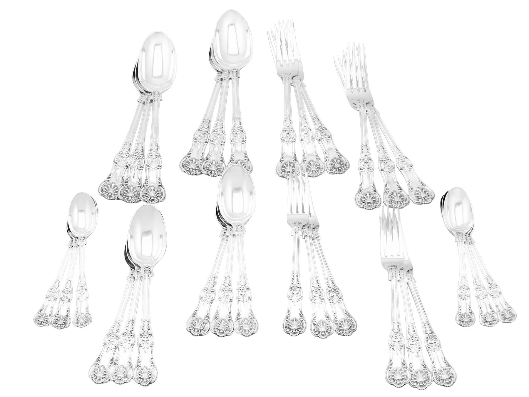 An exceptional, fine and impressive antique Victorian English sterling silver straight Queen's pattern flatware service for six persons; an addition to our canteen of cutlery collection

The pieces of this exceptional, antique Victorian straight*,