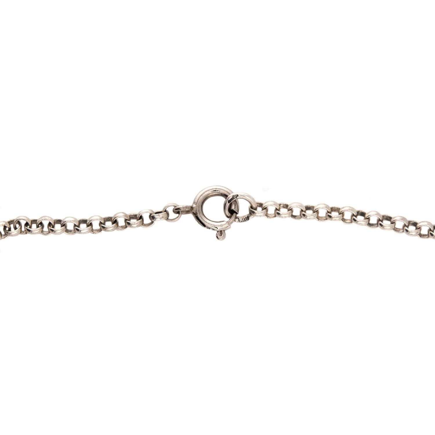 Viktorianische Halskette mit geschnitztem Horn- Padlock-Anhänger aus Sterlingsilber im Angebot 1
