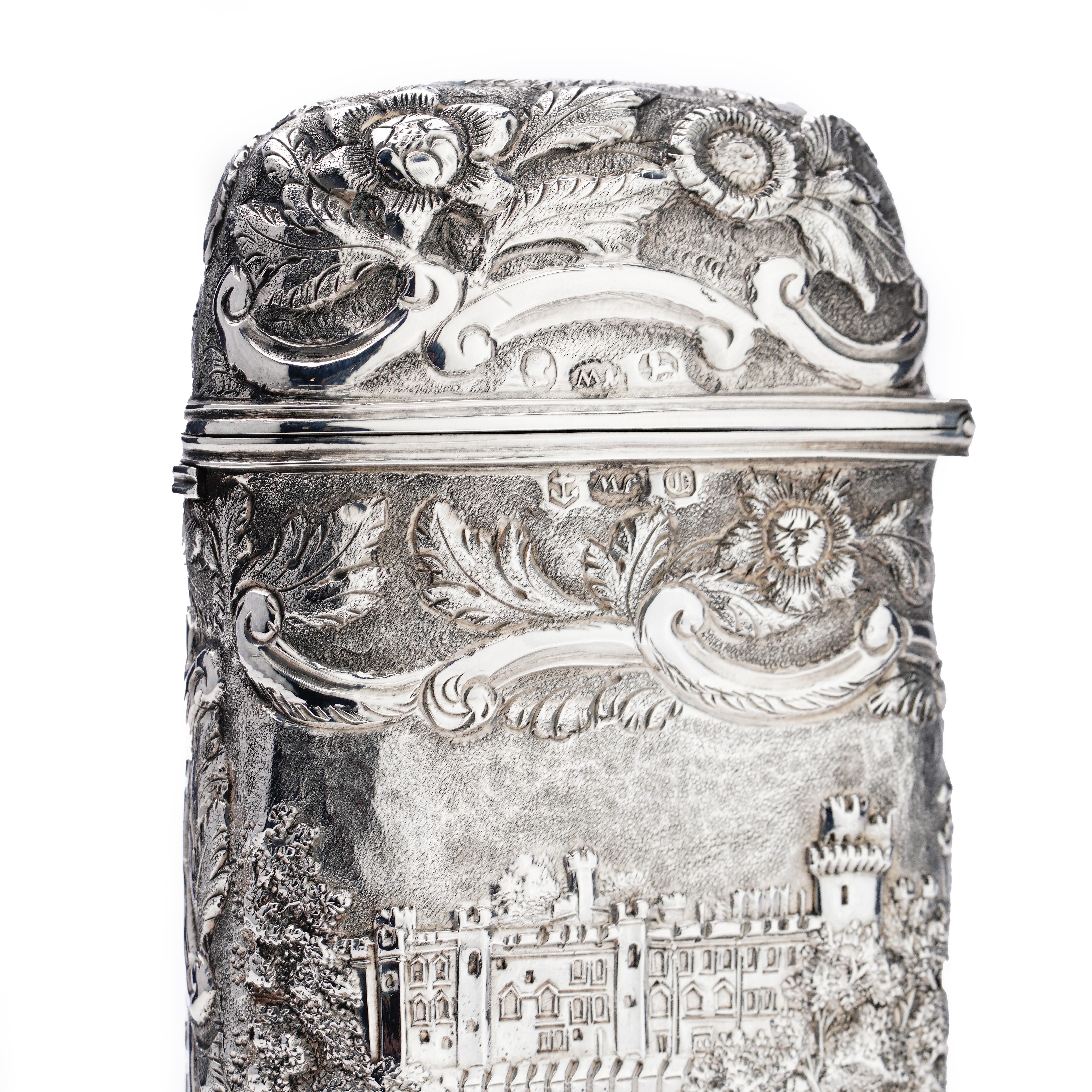 British Victorian Sterling Silver Castle Top Cheroot/Cigar Case For Sale