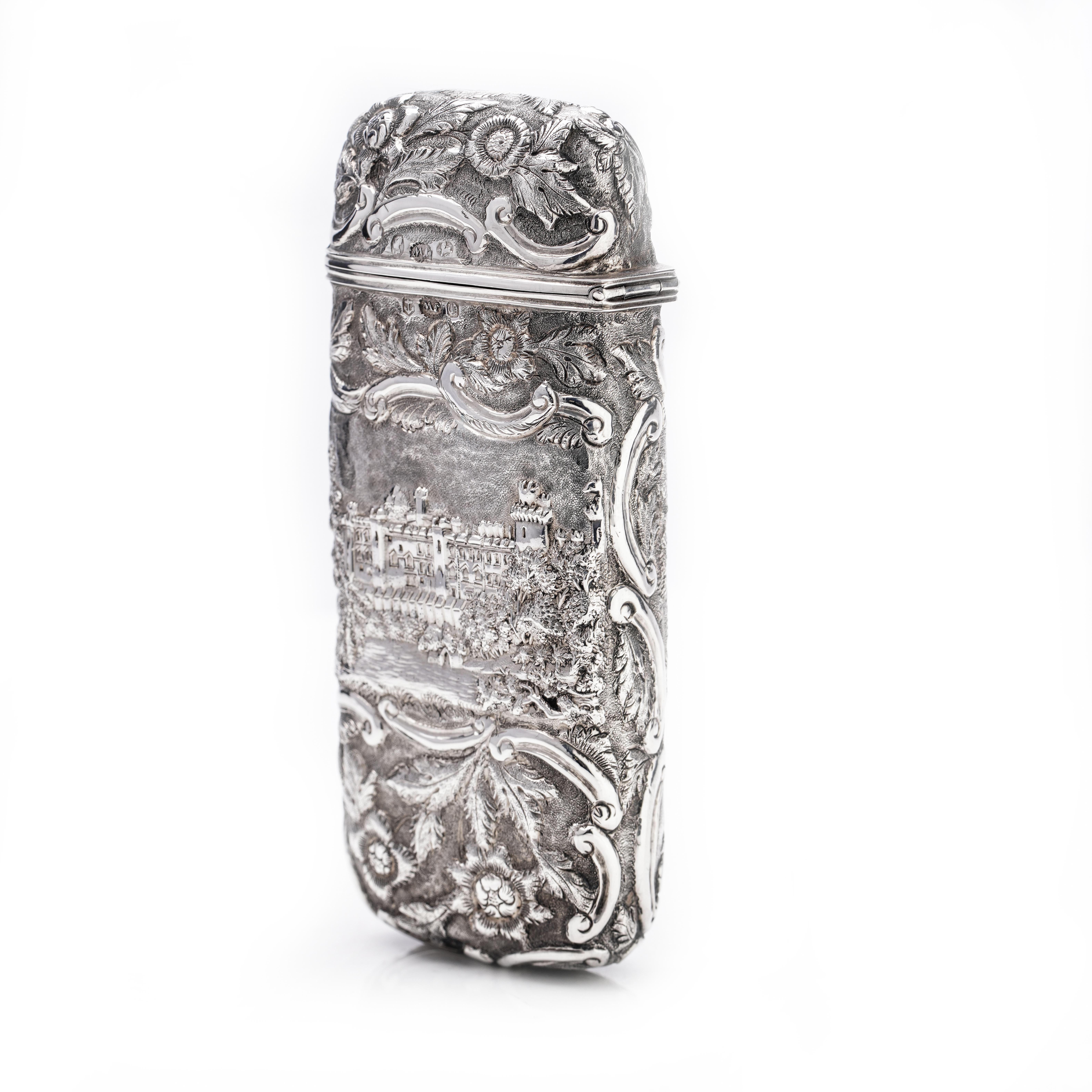 Victorian Sterling Silver Castle Top Cheroot/Cigar Case For Sale 2