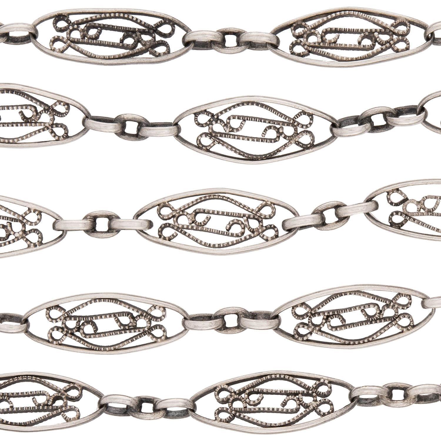 Women's or Men's Victorian Sterling Silver Chain 52