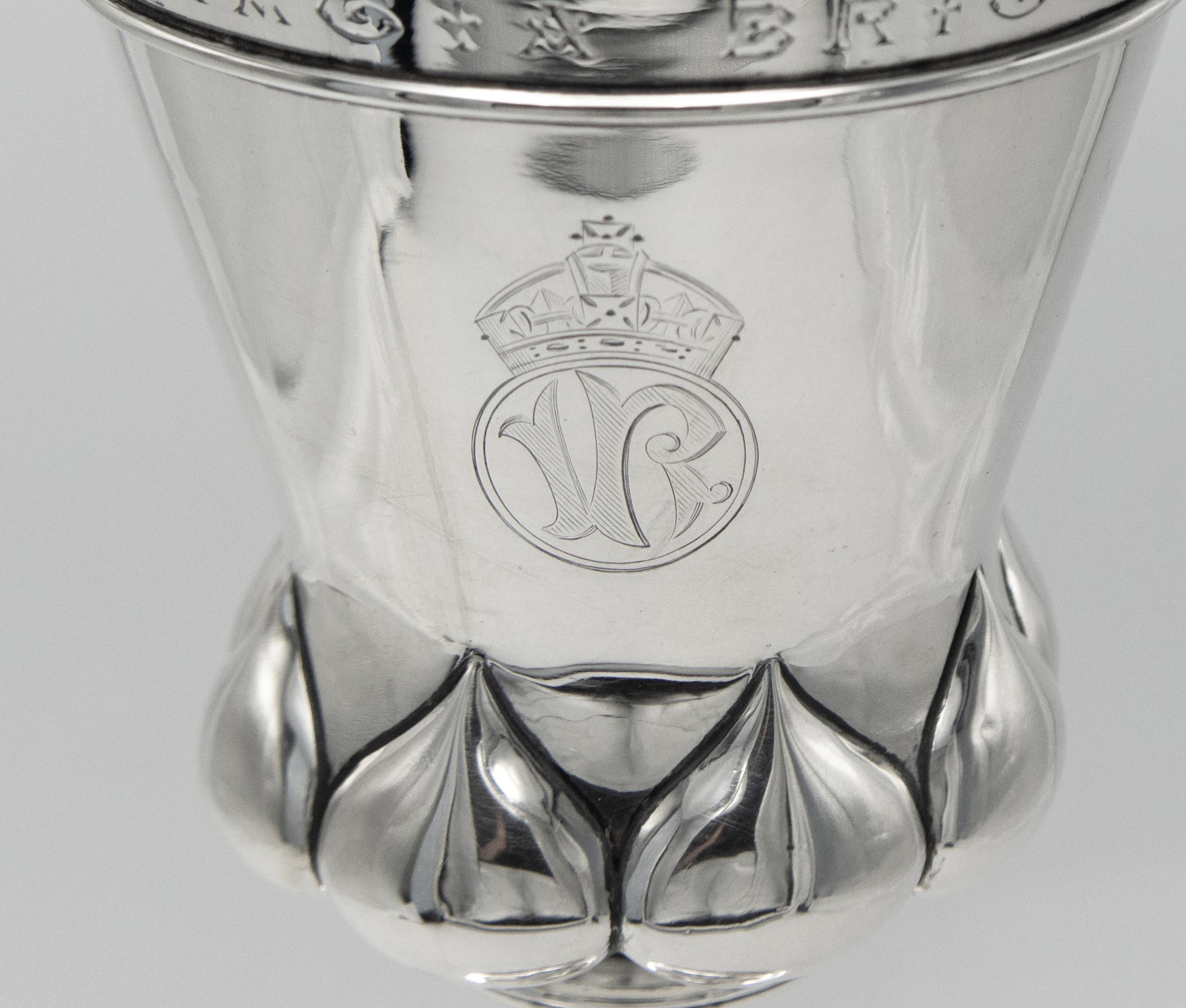 Victorian Sterling Silver Chalice With Gothic Style Inscription Elkington & Co 5