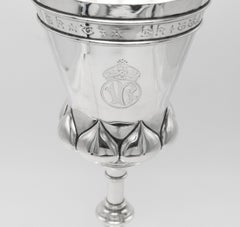 Victorian Sterling Silver Chalice With Gothic Style Inscription Elkington & Co