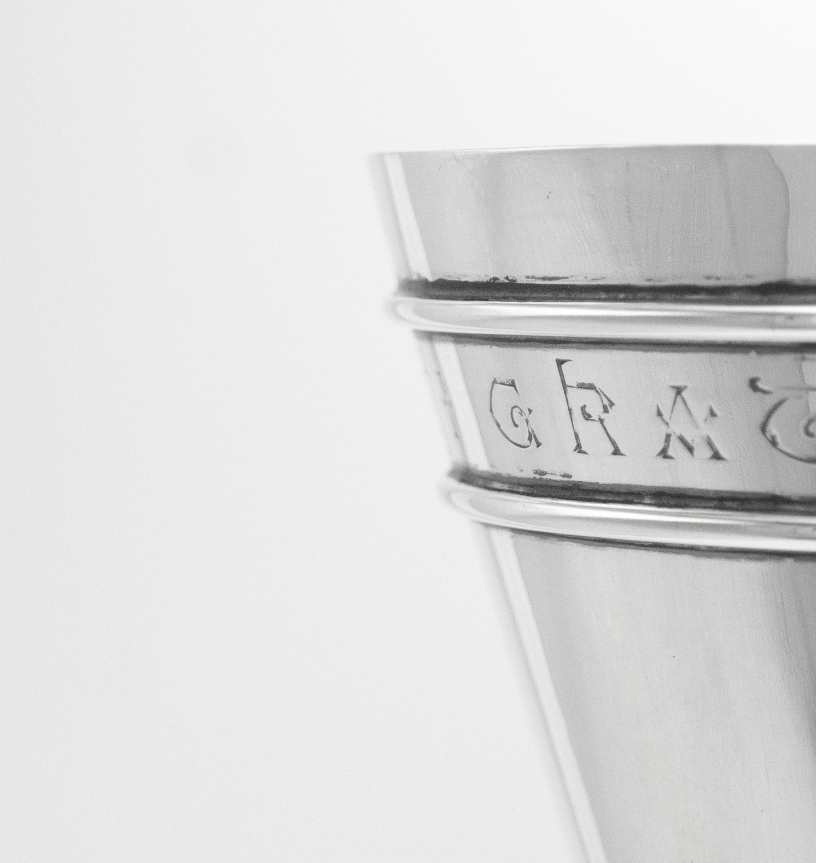 British Victorian Sterling Silver Chalice With Gothic Style Inscription Elkington & Co