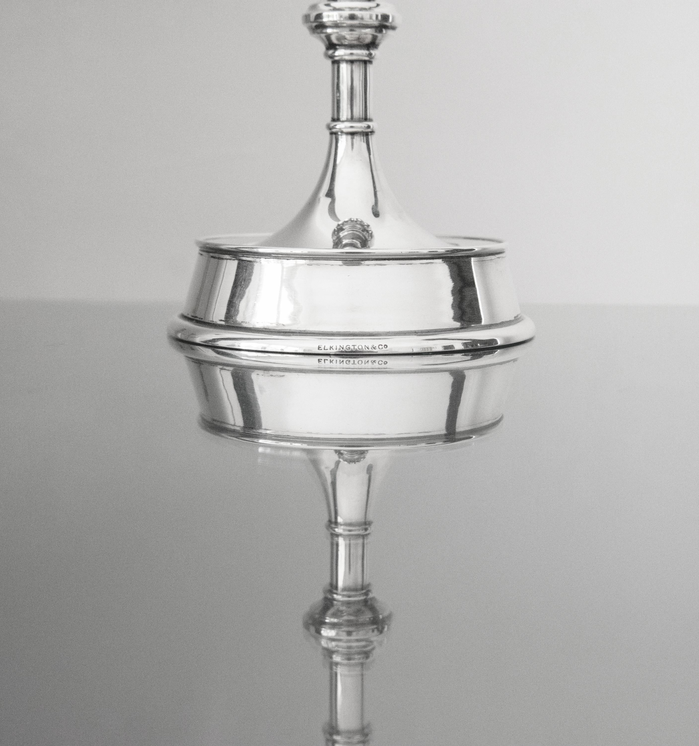 Victorian Sterling Silver Chalice With Gothic Style Inscription Elkington & Co 1