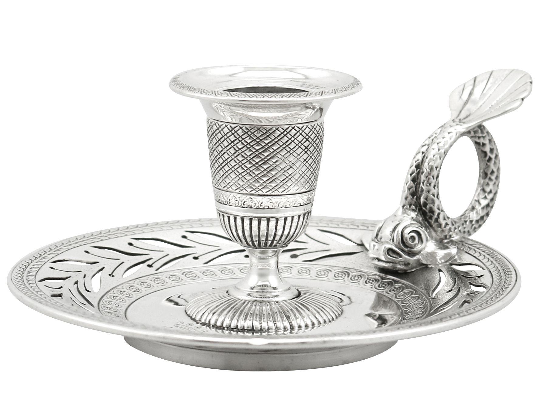 English Victorian Sterling Silver Chamber Candlestick