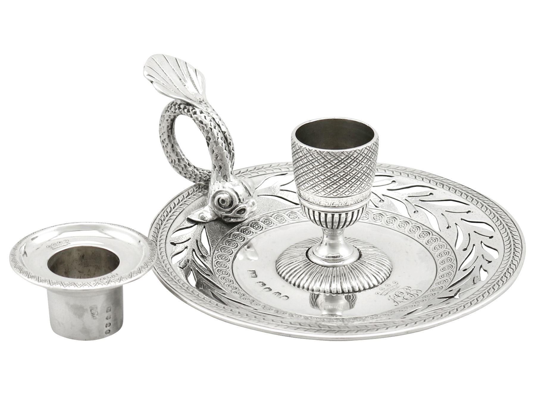 19th Century Victorian Sterling Silver Chamber Candlestick