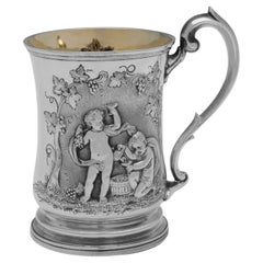 Victorian Sterling Silver Child's Mug or Christening Mug, Barnards, London, 1856