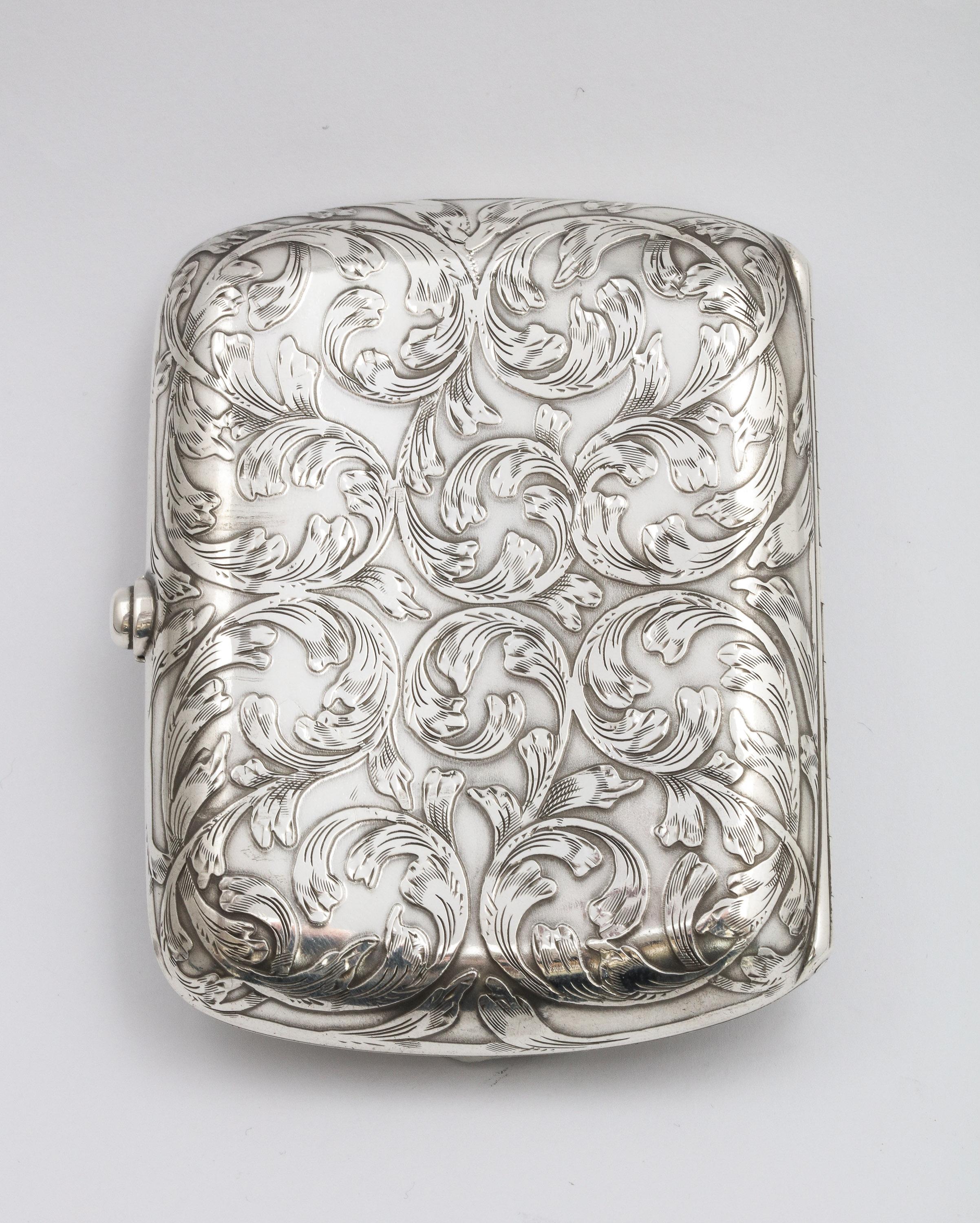 Victorian Sterling Silver Cigarette Case with Lion Motif  1