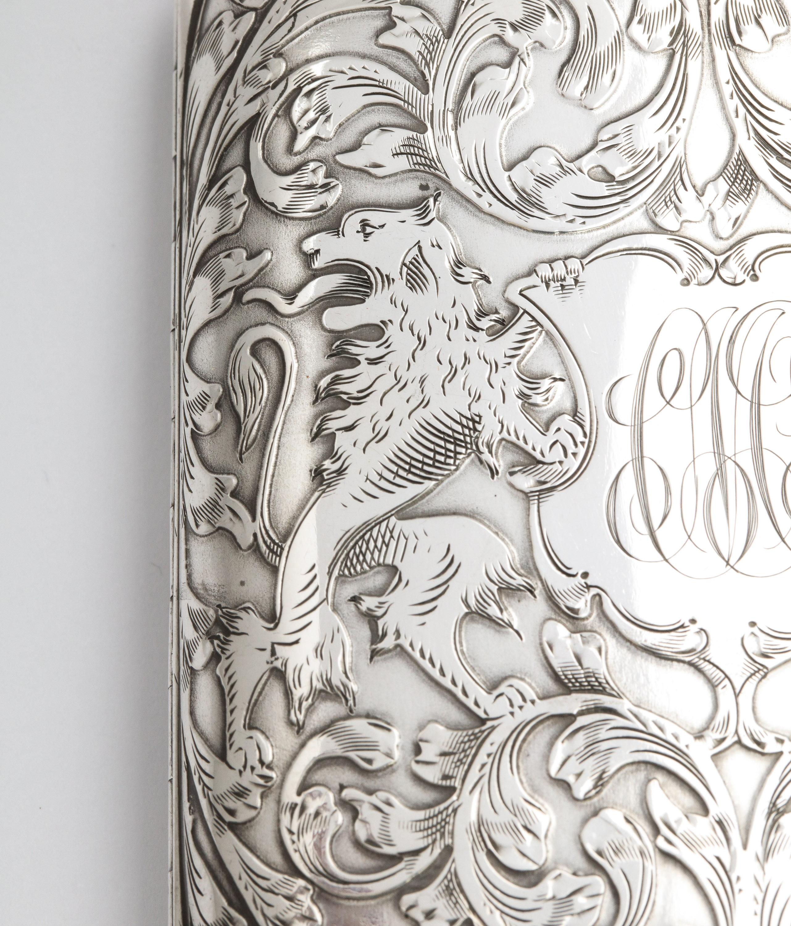 Victorian Sterling Silver Cigarette Case with Lion Motif  3