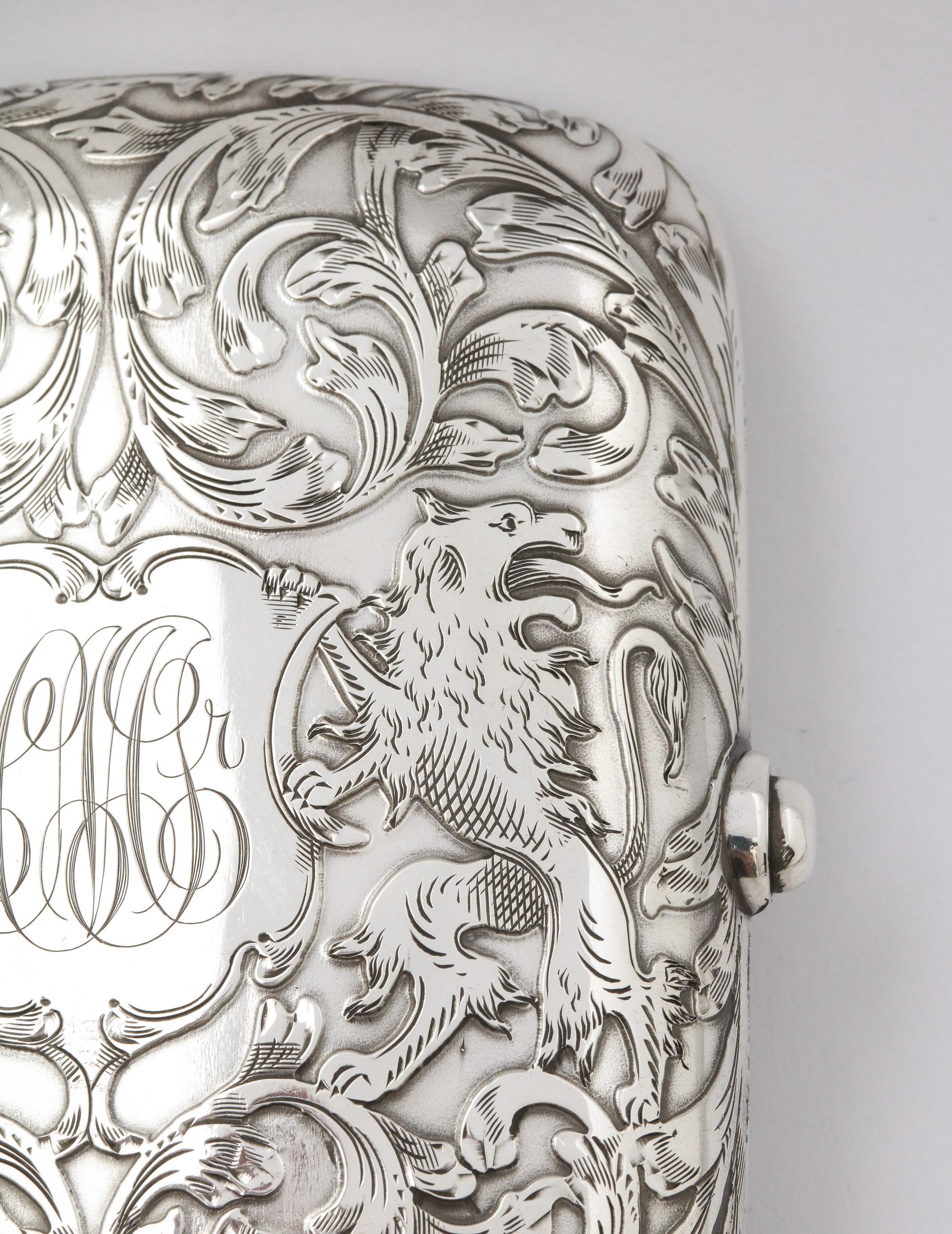 Victorian Sterling Silver Cigarette Case with Lion Motif 5