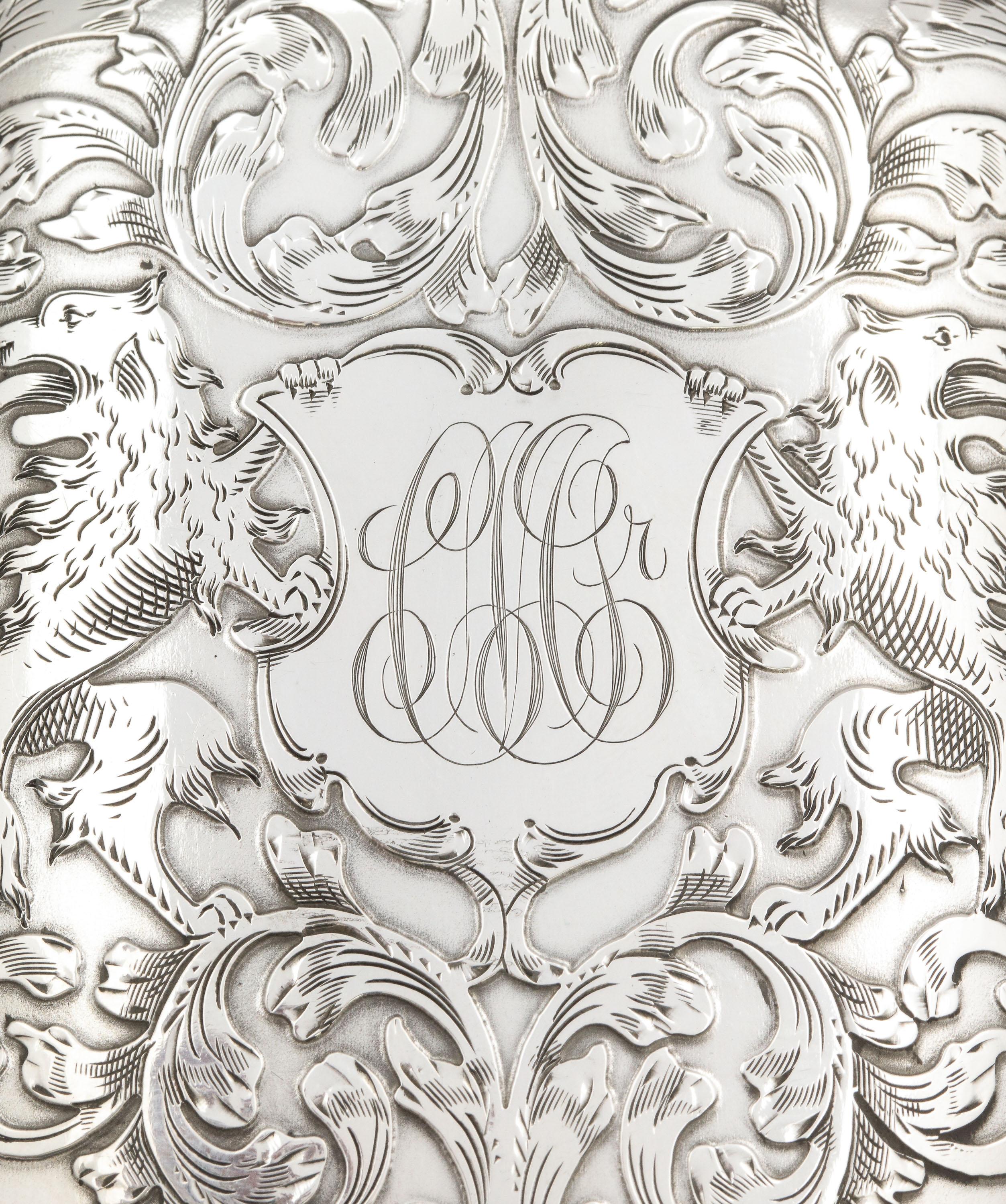 Victorian Sterling Silver Cigarette Case with Lion Motif  5