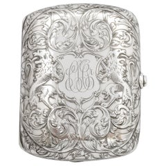 Victorian Sterling Silver Cigarette Case with Lion Motif