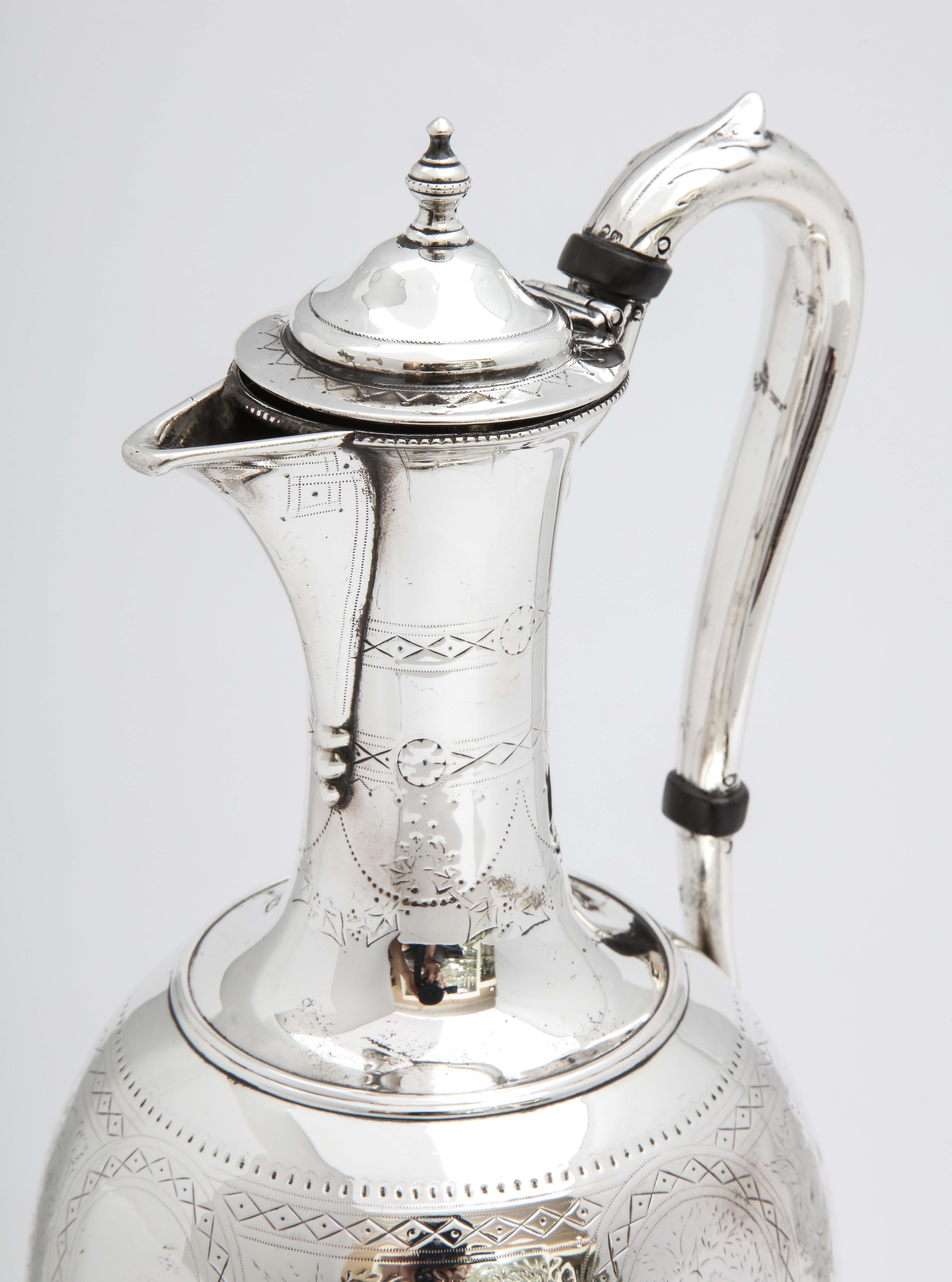 Victorian Sterling Silver Claret Jug by Martin and Hall 8