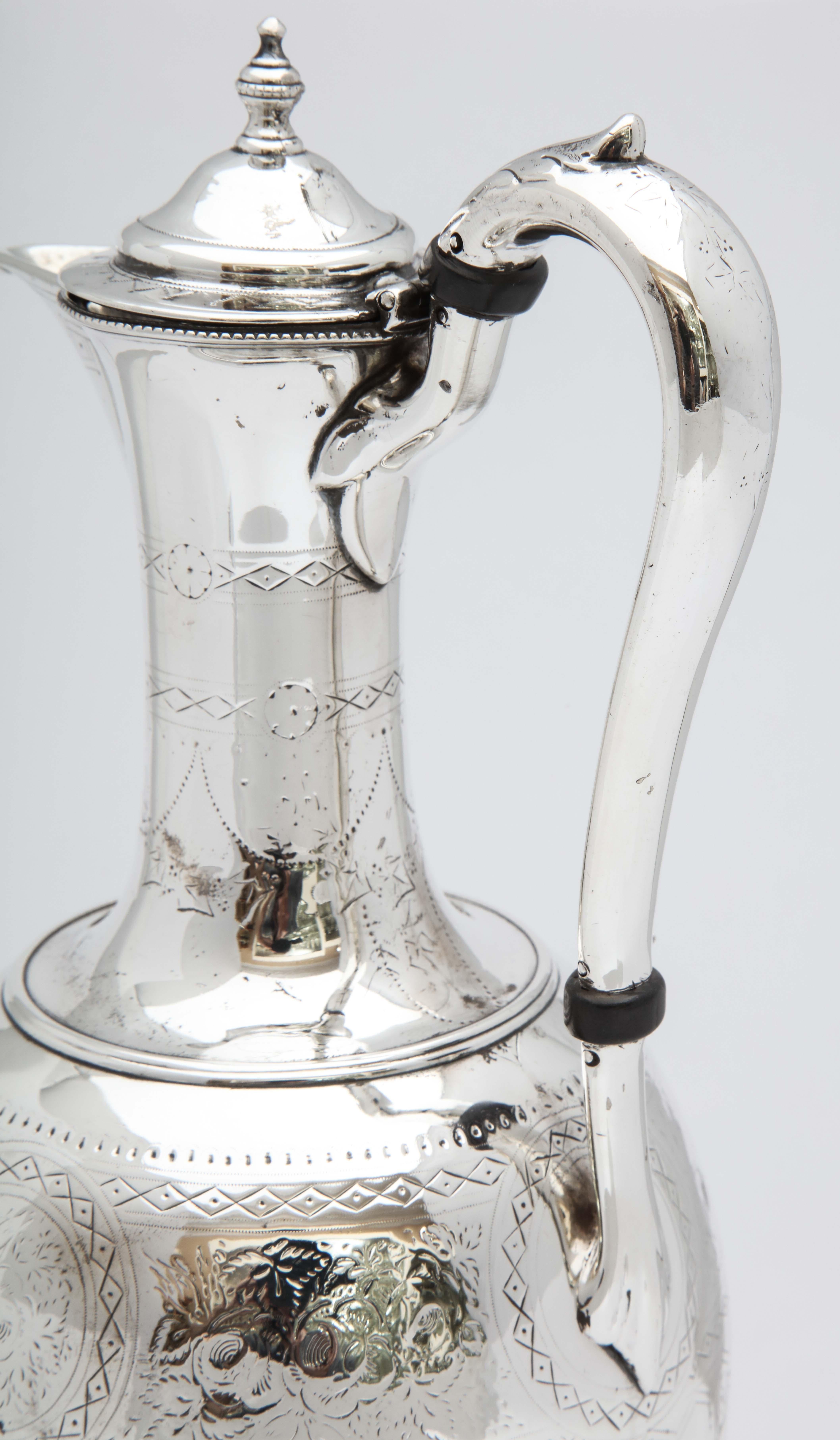 Victorian Sterling Silver Claret Jug by Martin and Hall In Good Condition In New York, NY