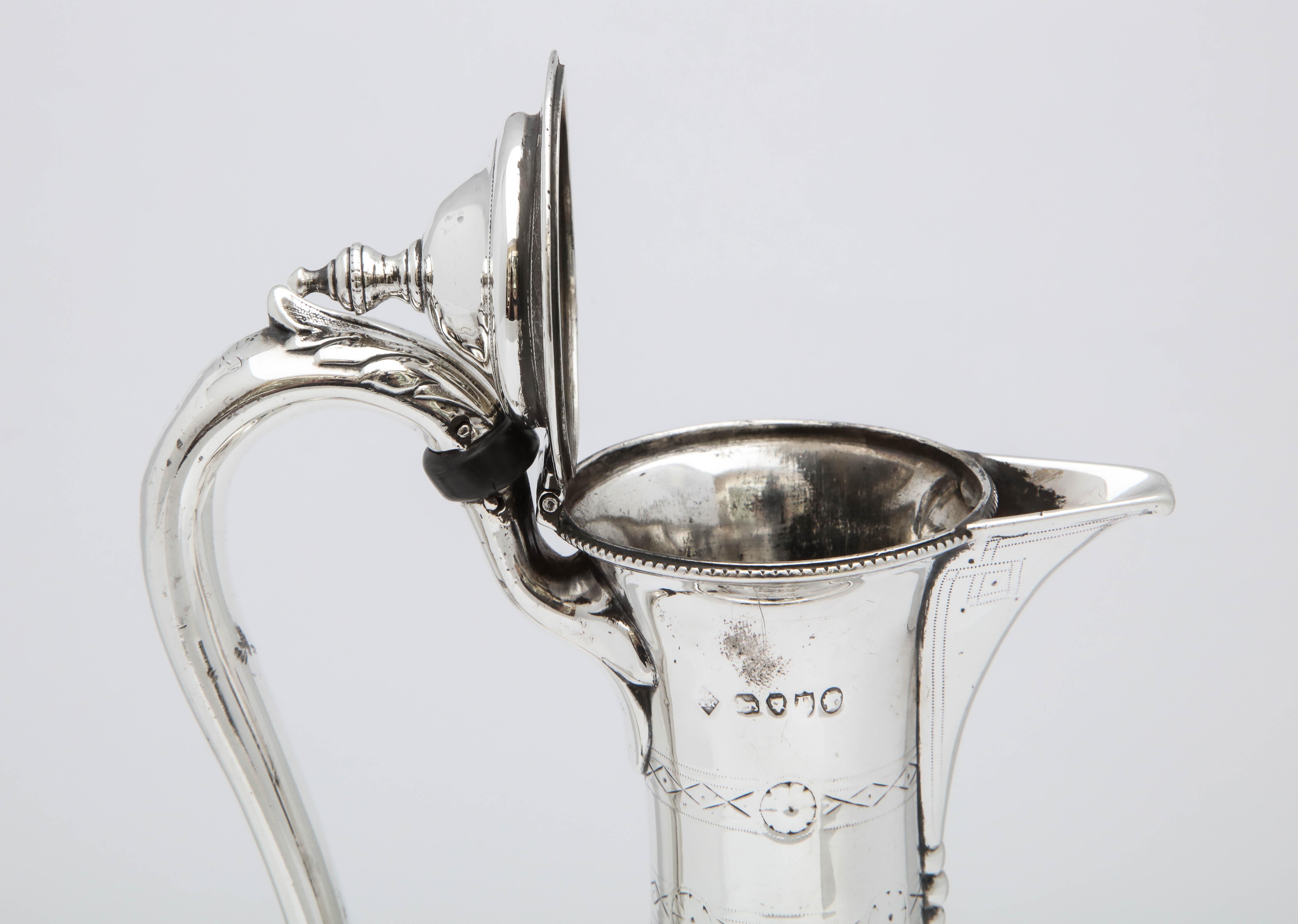 Victorian Sterling Silver Claret Jug by Martin and Hall 1