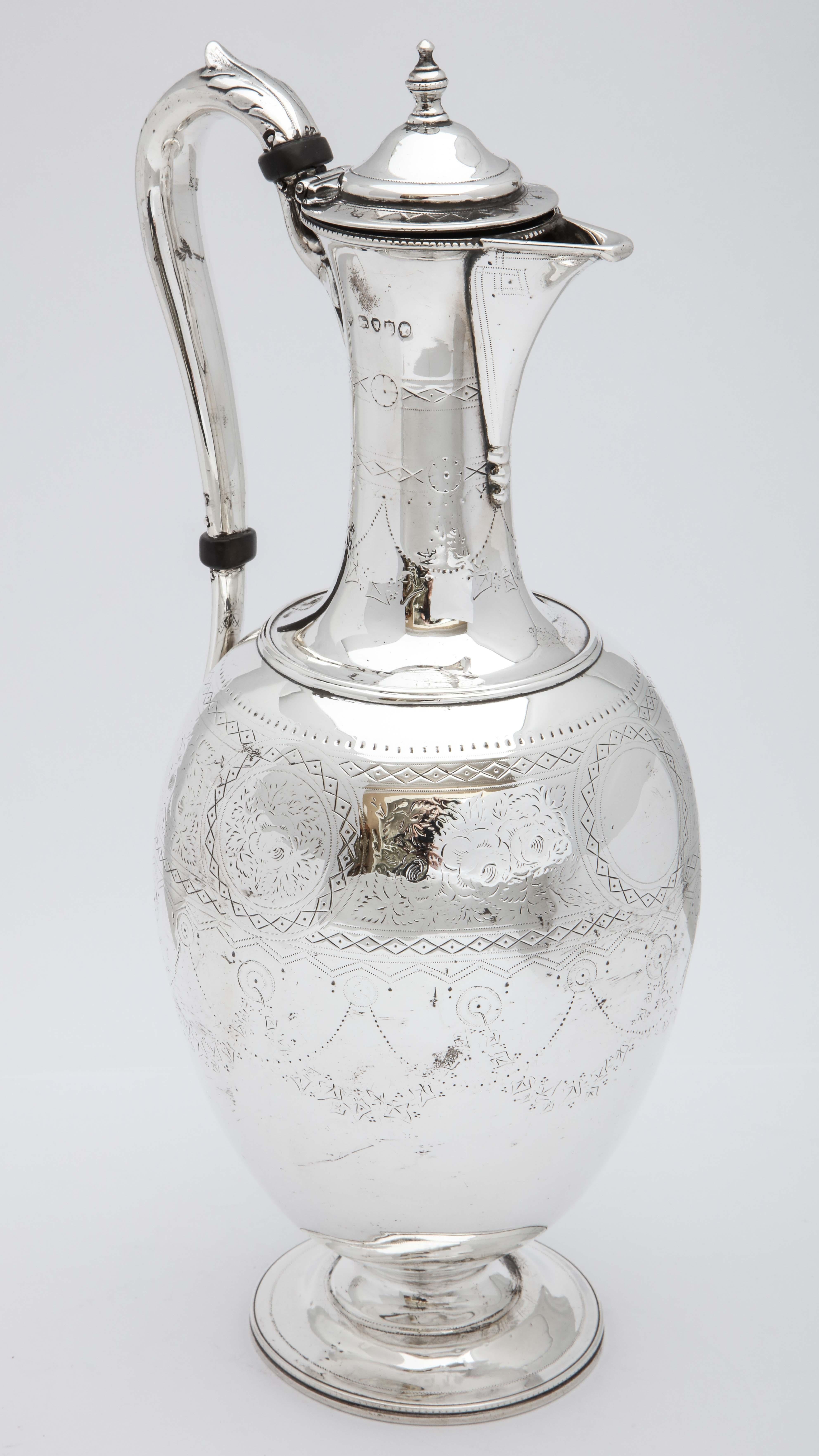 Victorian Sterling Silver Claret Jug by Martin and Hall 3