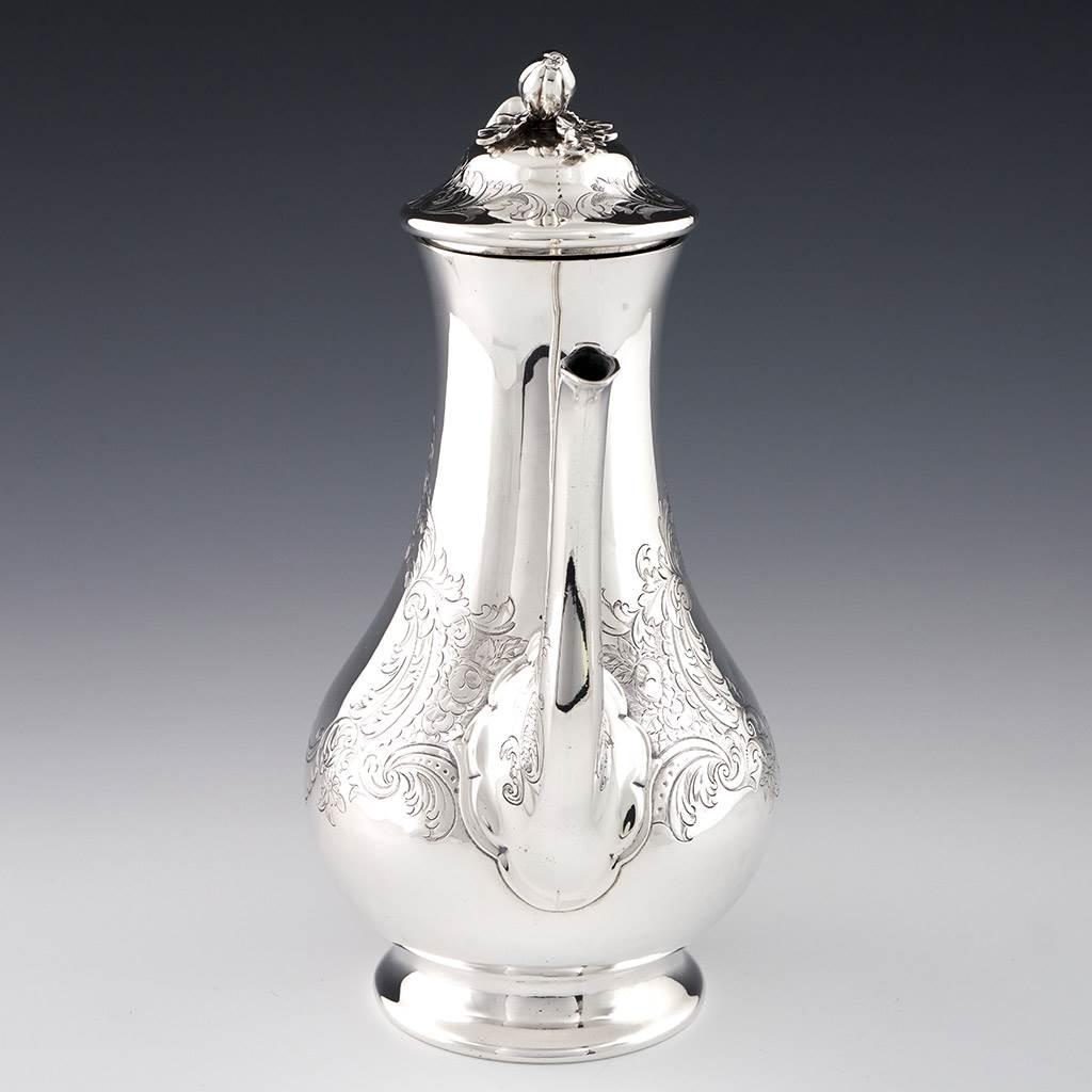 Victorian Sterling Silver Coffee Pot London 1864 For Sale 6