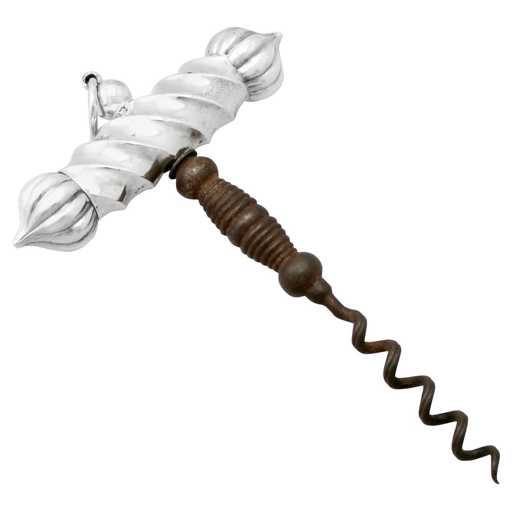 Crémaillère victorienne ancienne en argent sterling des années 1890