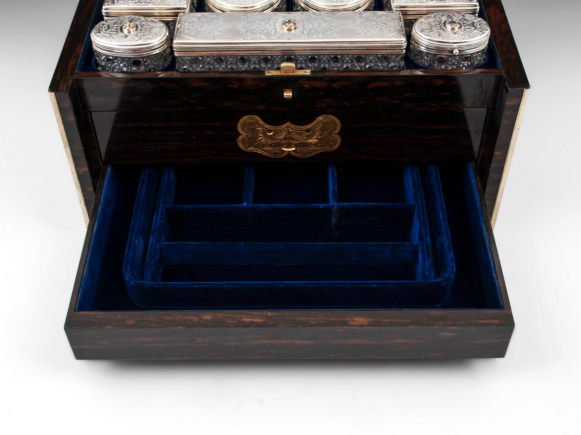 Victorian Sterling Silver Coromandel Vanity Box For Sale 5