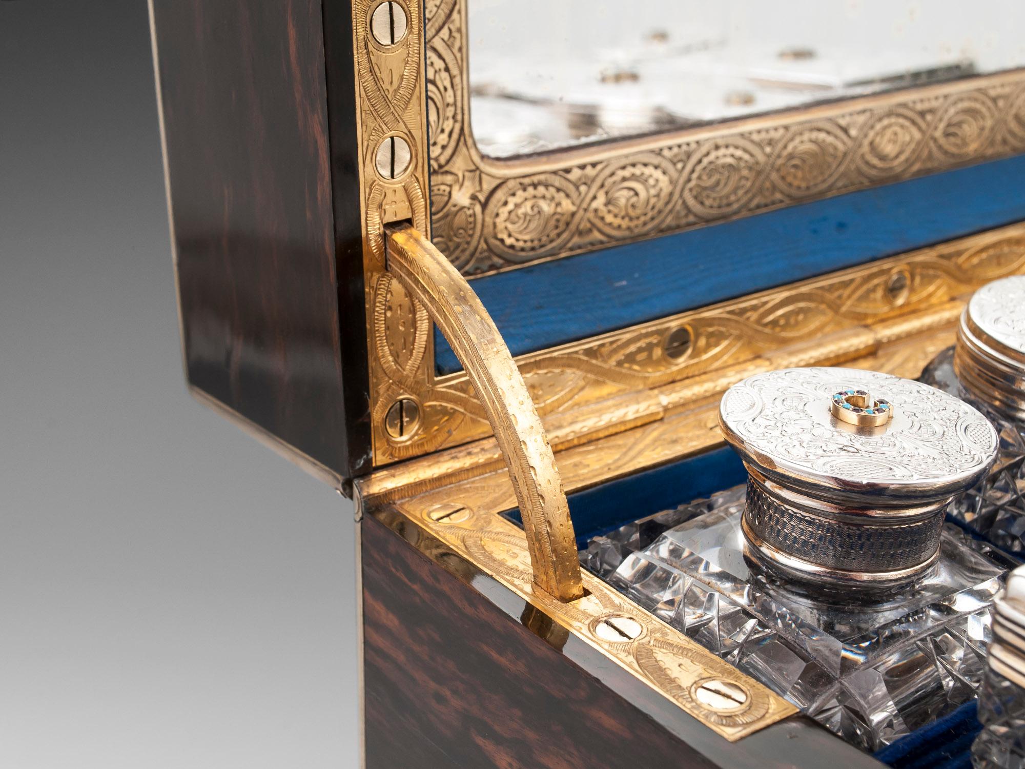 Victorian Sterling Silver Coromandel Vanity Box For Sale 12
