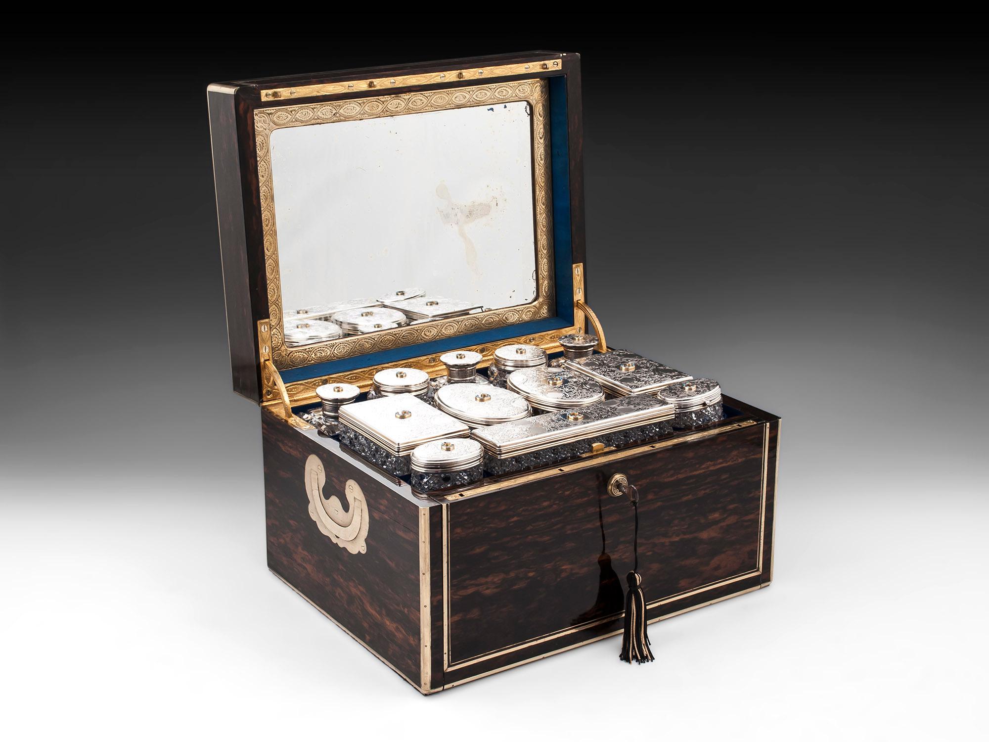 Victorian Sterling Silver Coromandel Vanity Box For Sale 14
