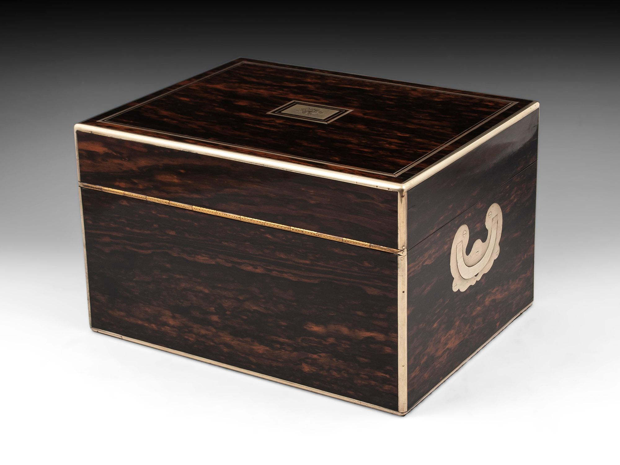 Victorian Sterling Silver Coromandel Vanity Box In Good Condition For Sale In Northampton, GB