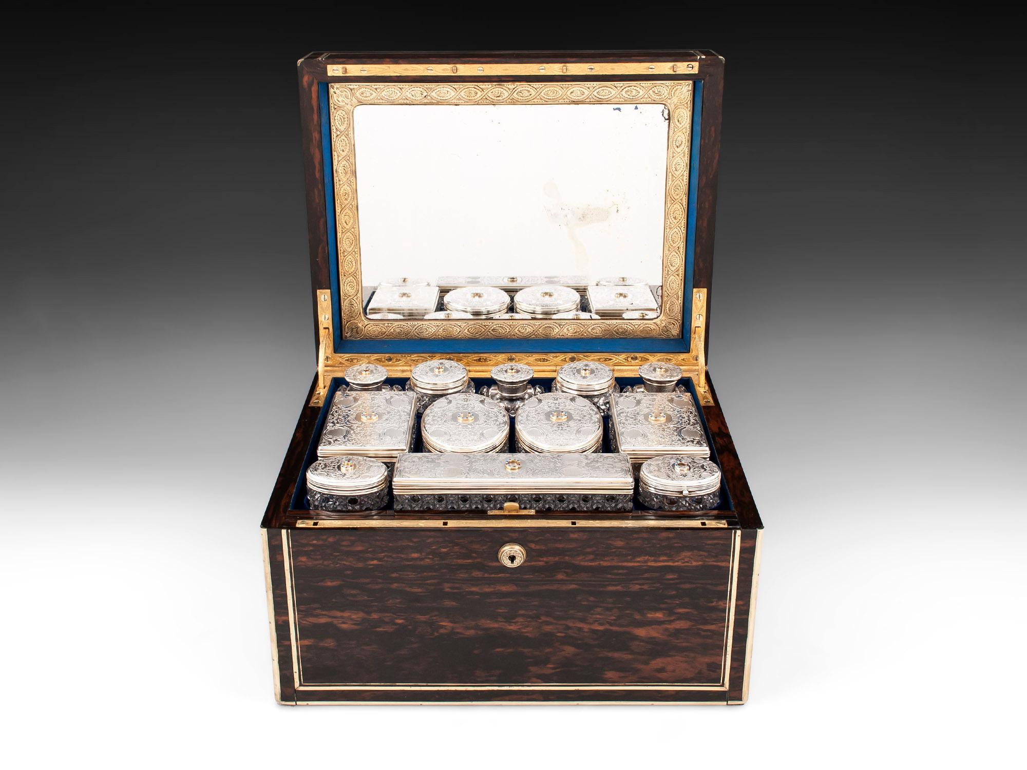 Victorian Sterling Silver Coromandel Vanity Box For Sale 1