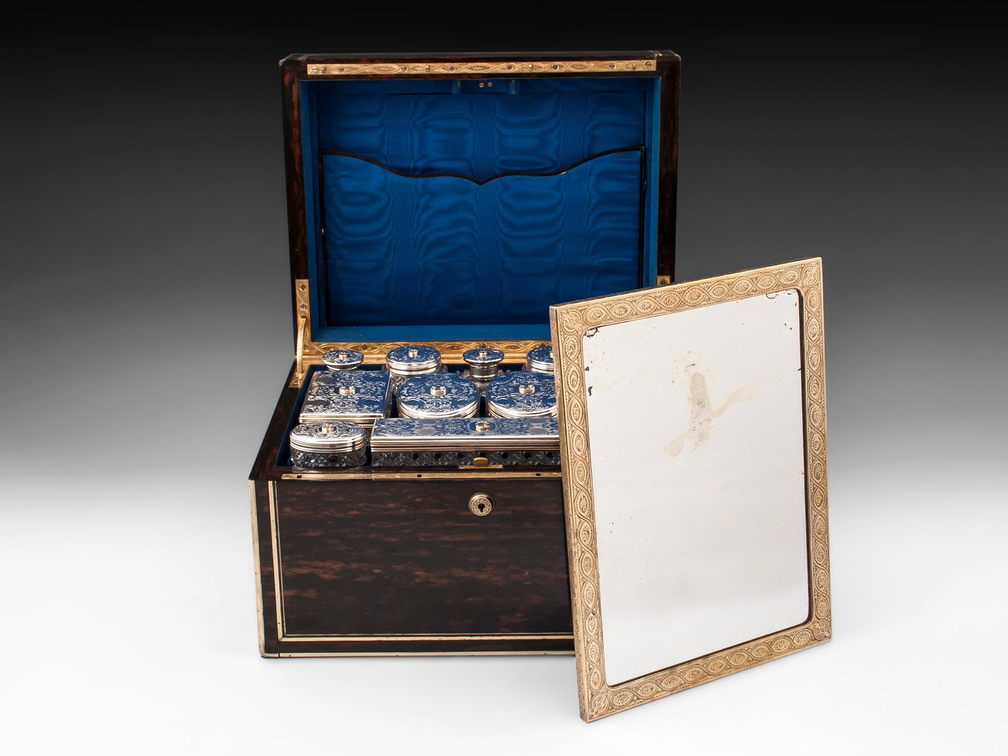 Victorian Sterling Silver Coromandel Vanity Box For Sale 3