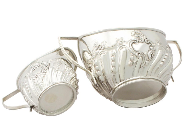 Victorian Sterling Silver Cream Jug and Sugar Bowl For Sale 2
