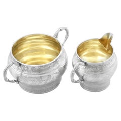 Victorian Sterling Silver Cream Jug and Sugar Bowl, London 1884
