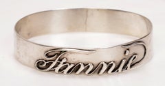Victorian Sterling Silver Cuff, With Unusual Applied Script "Fannie" c1880